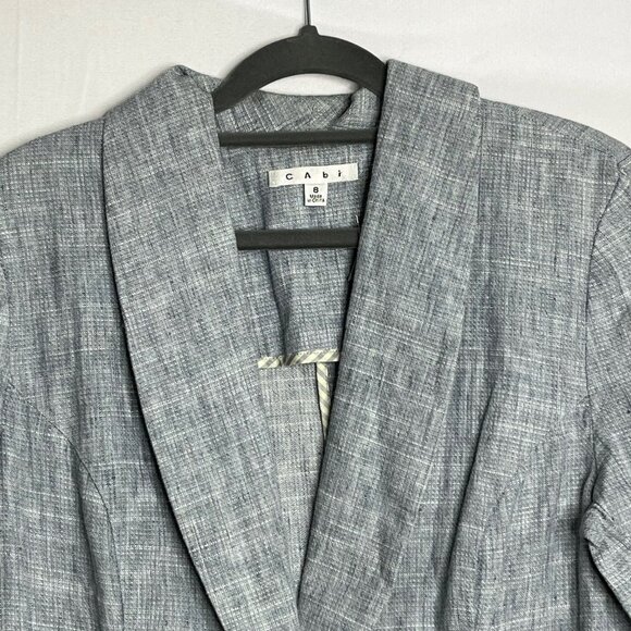 Cabi Beachwalk Linen Cotton Blend Blazer Light Blue One Button Closure Size 8 - Picture 4 of 9